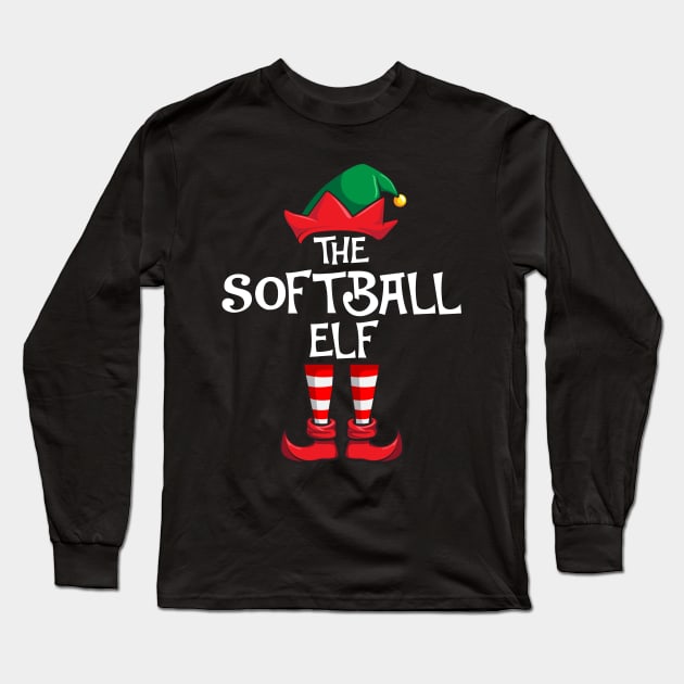 Softball Elf Matching Family Christmas Sporty Long Sleeve T-Shirt by hazlleylyavlda